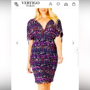 Vertigo v neck printed dress